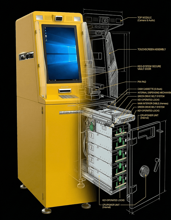 yllo cash disbursement machine — exploded technical view